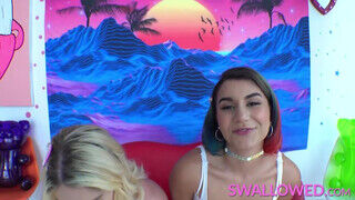 SWALLOWED - Roxie Sinner és Riley Reign a méretes kannás tinik
