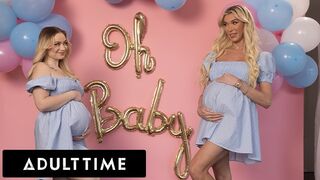 Kívánatos terhes barinők hármasban: Rylee Blake és Aubrey Kate szeretkeznek egy hűtlen férjjel!