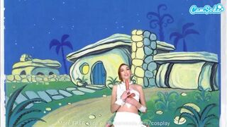 Cuki fiatal wilma flintstone cosplayben masturbál és orálozza a termetes fazsat